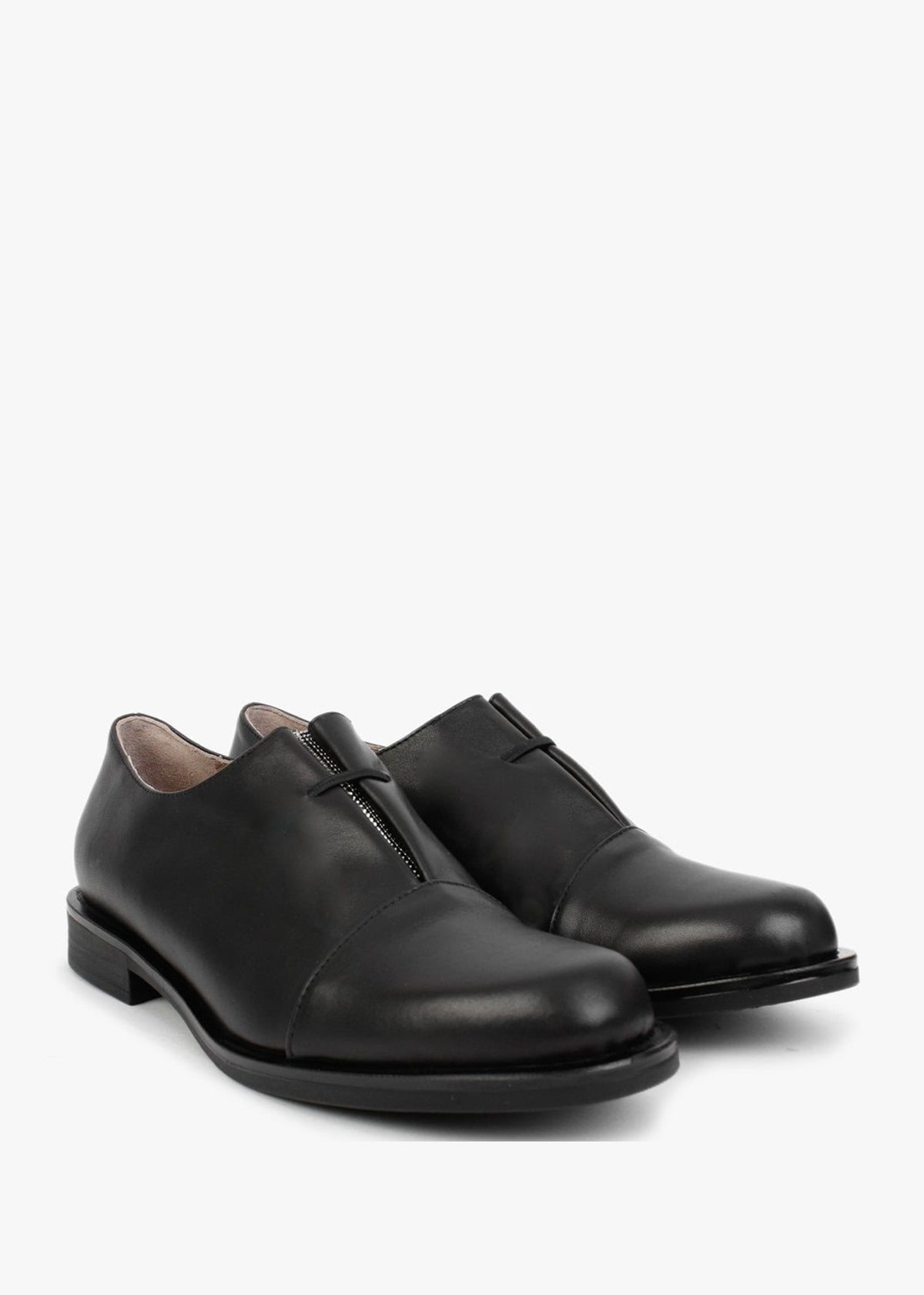 Crystie Black Leather Embellished Oxford Shoes