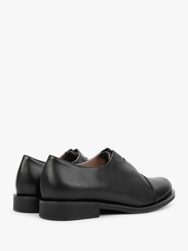 Crystie Black Leather Embellished Oxford Shoes