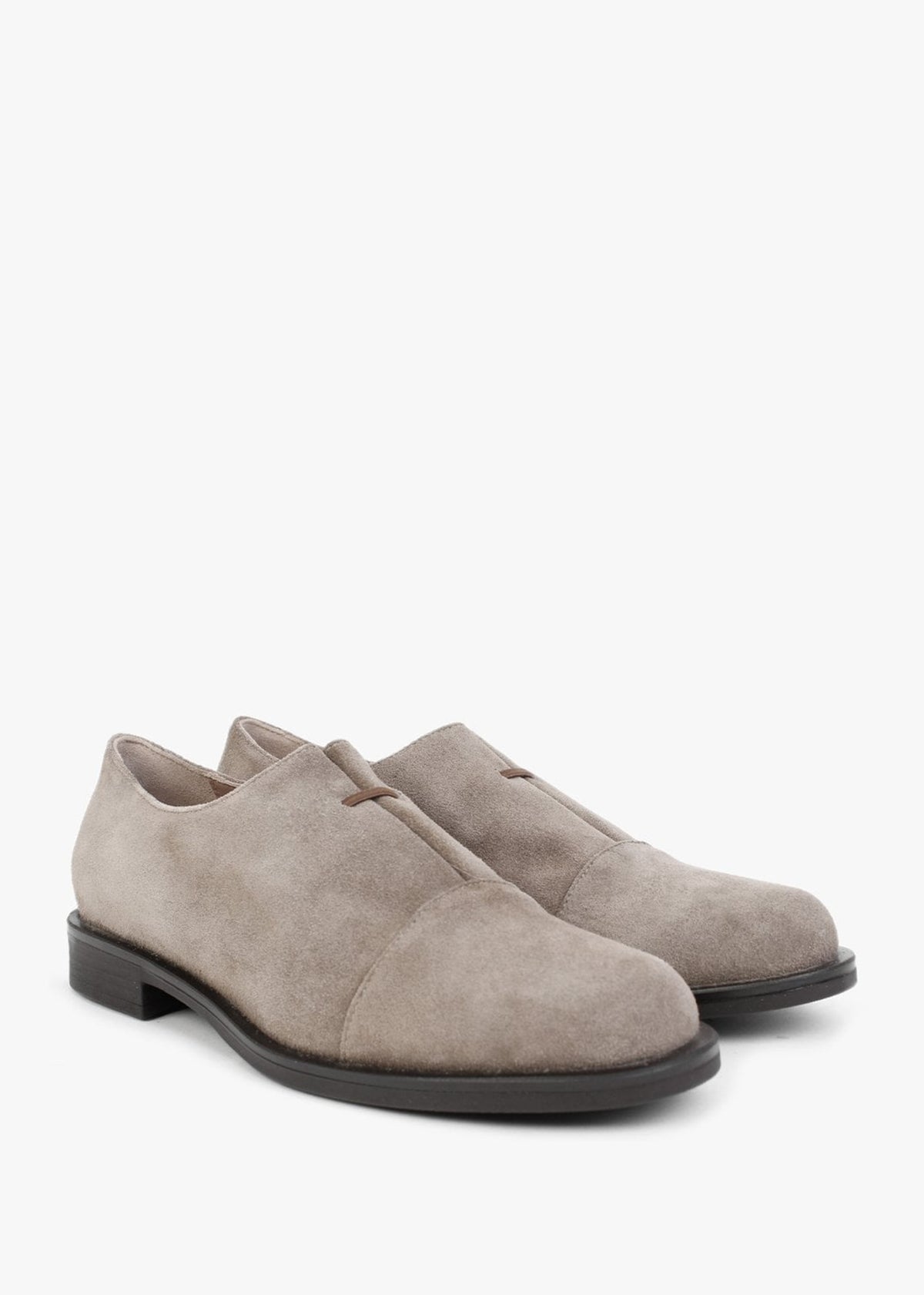 Crystie Taupe Suede Embellished Oxford Shoes