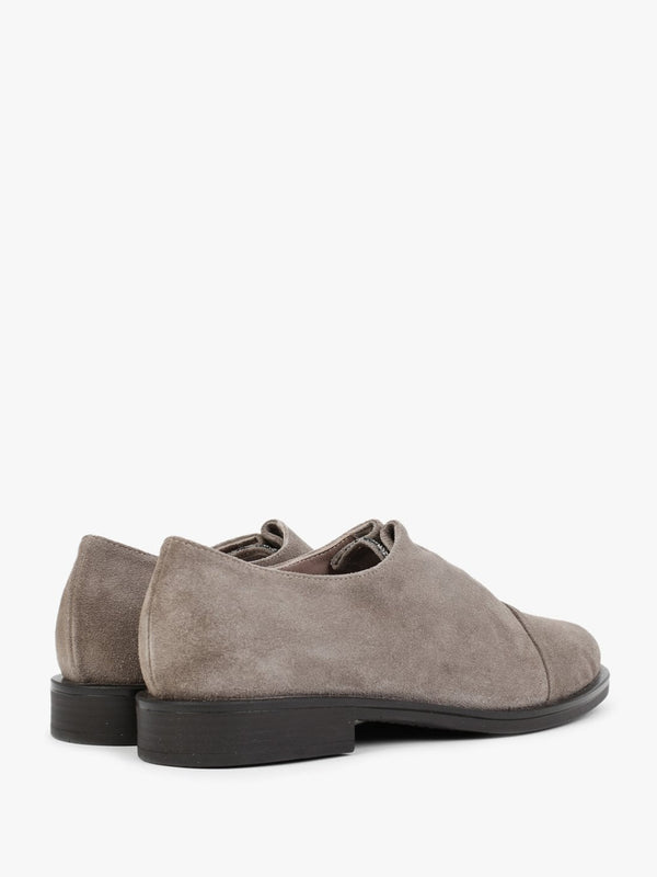 Crystie Taupe Suede Embellished Oxford Shoes