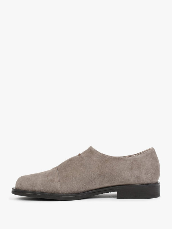 Crystie Taupe Suede Embellished Oxford Shoes