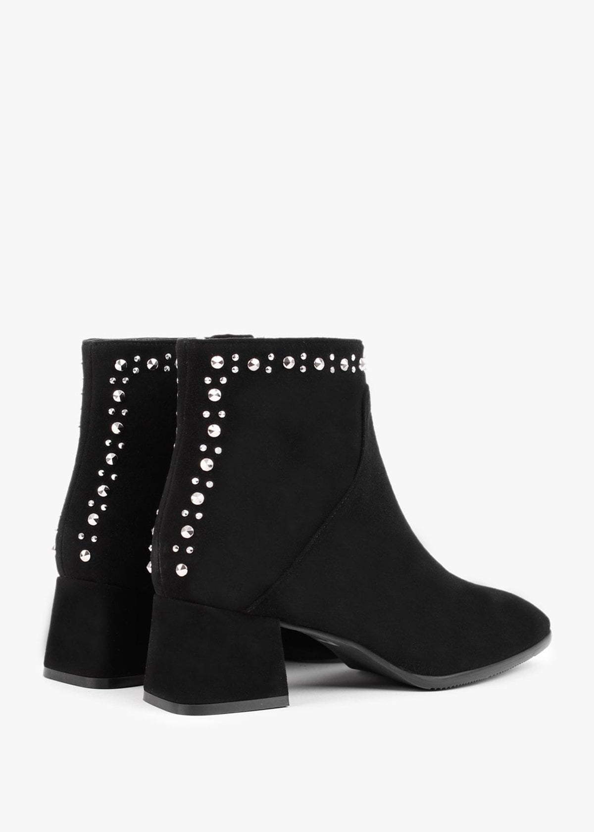 Evacrystal Black Suede Embellished Ankle Boots