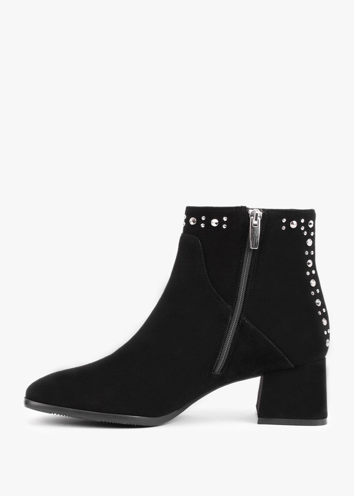 Evacrystal Black Suede Embellished Ankle Boots