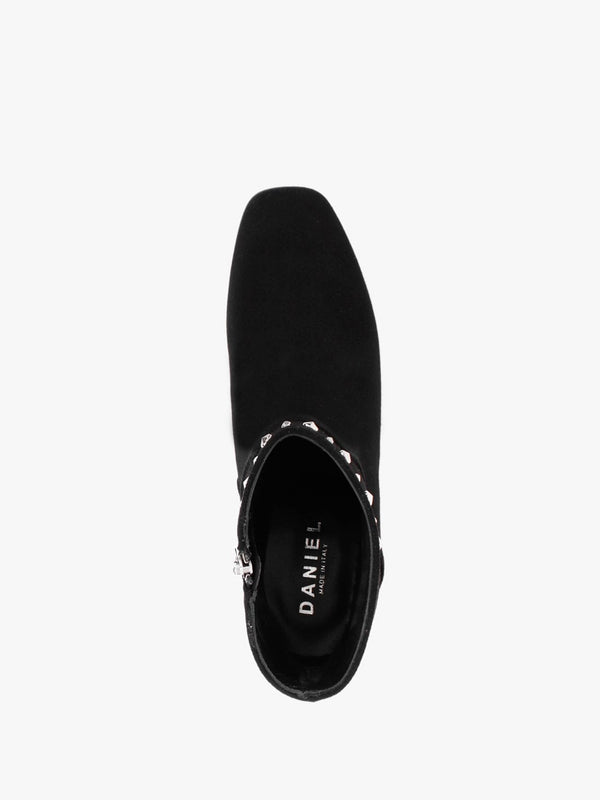 Evacrystal Black Suede Embellished Ankle Boots