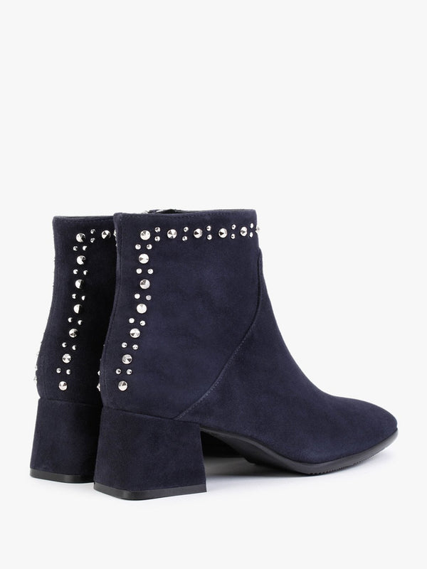 Evacrystal Navy Suede Embellished Ankle Boots