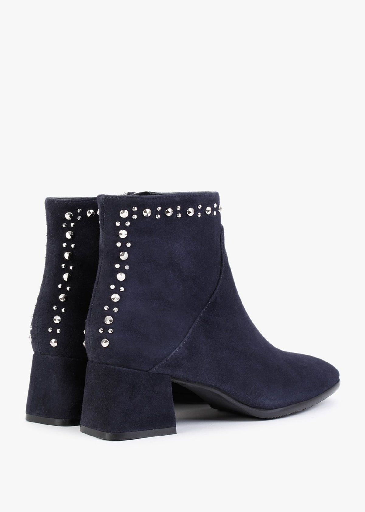 Evacrystal Navy Suede Embellished Ankle Boots