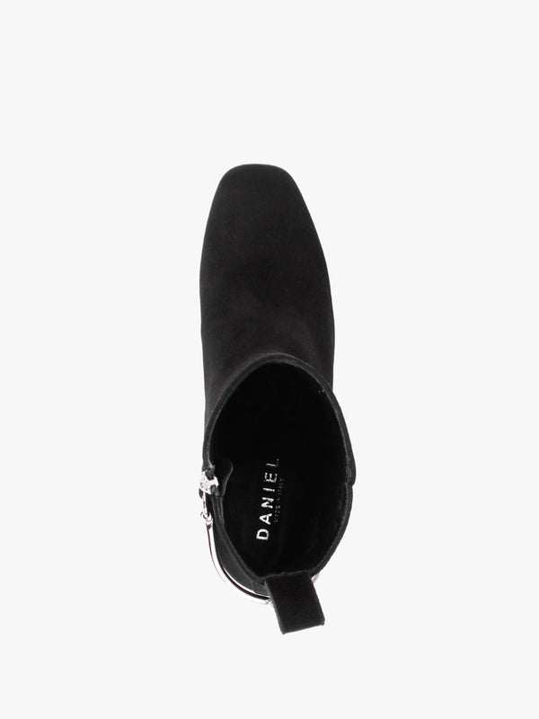 Evalena Black Suede Block Heel Ankle Boots