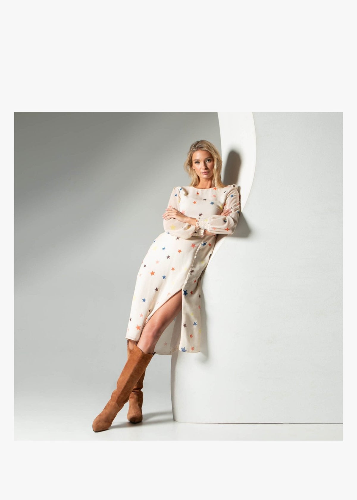 Feeha Tan Suede Elegant Western Knee Boots
