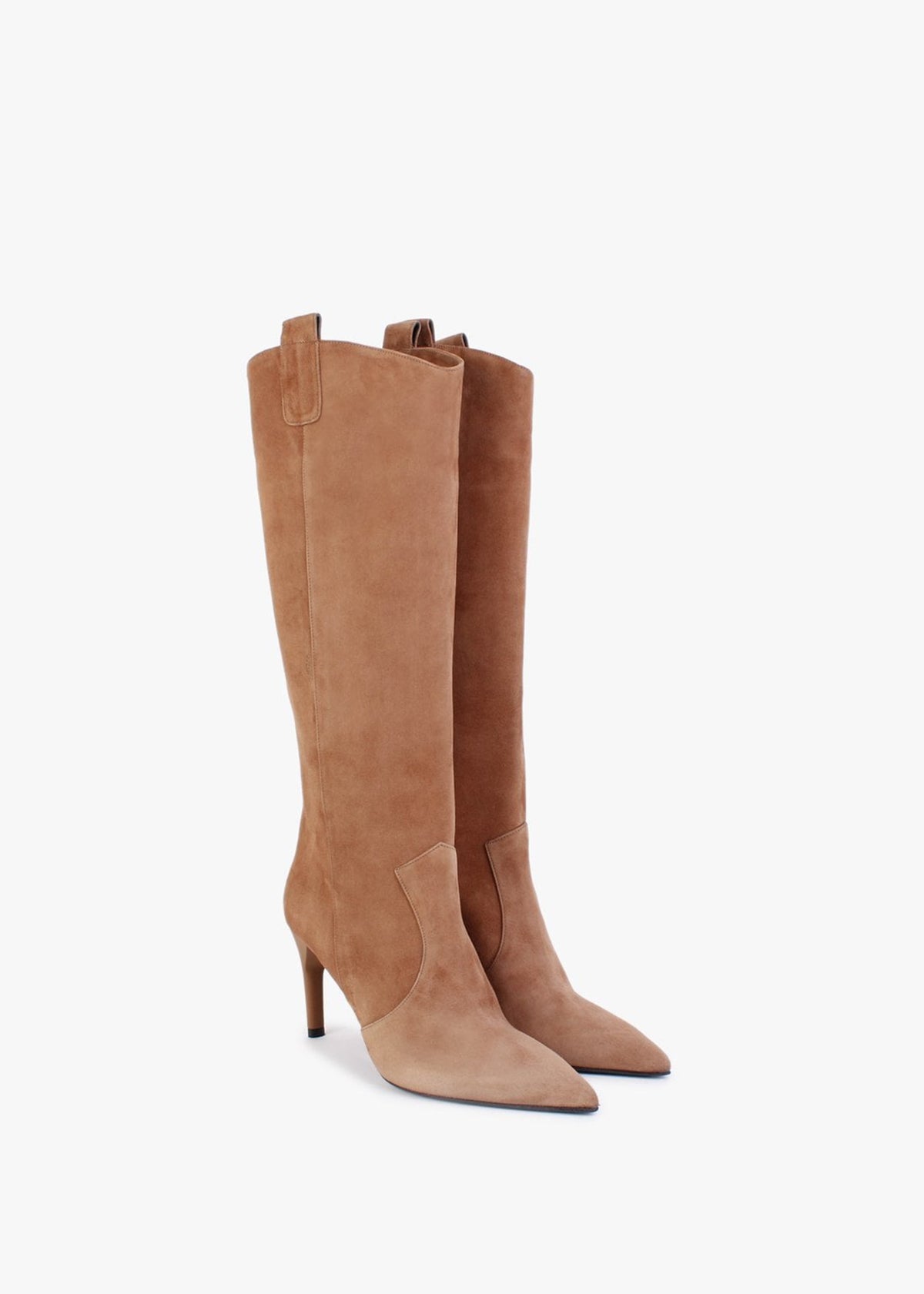 Feeha Tan Suede Elegant Western Knee Boots