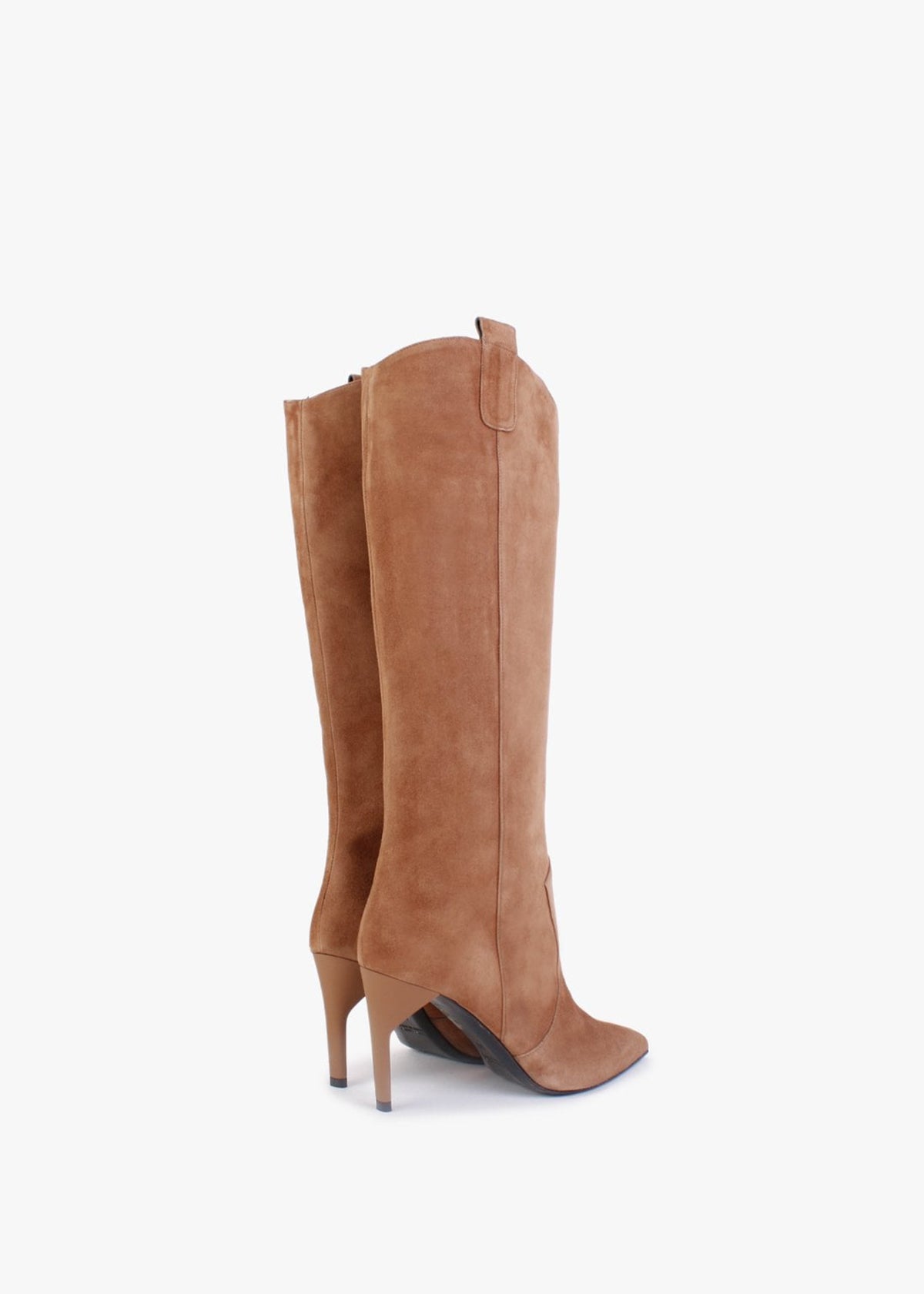 Feeha Tan Suede Elegant Western Knee Boots