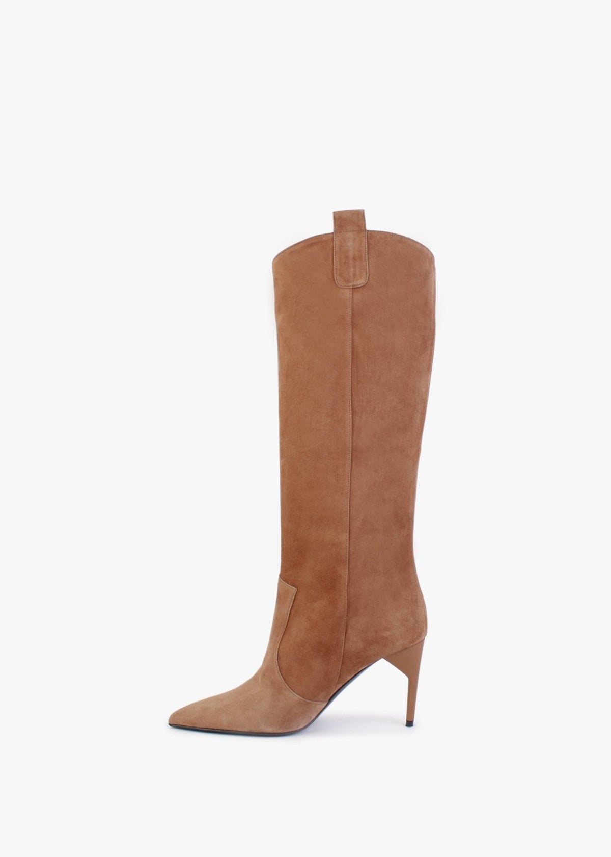 Feeha Tan Suede Elegant Western Knee Boots