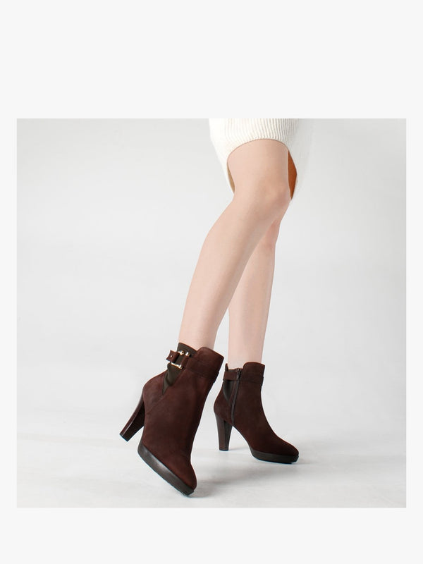 Joyfully Brown Suede Heeled Ankle Boots