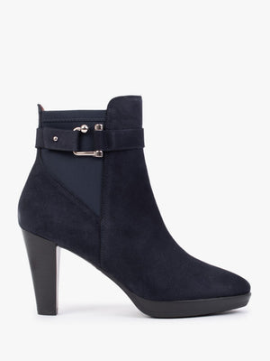Joyfully Blue Suede Heeled Ankle Boots