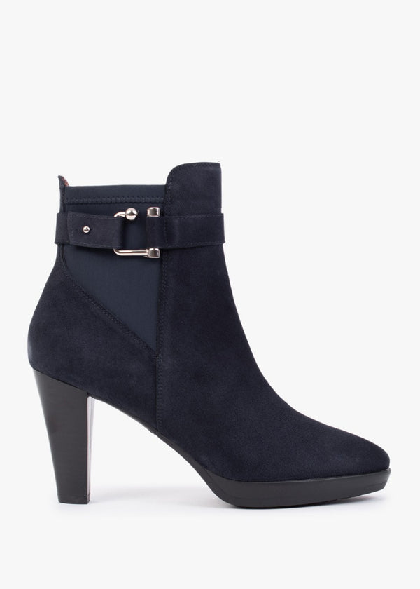 Joyfully Blue Suede Heeled Ankle Boots