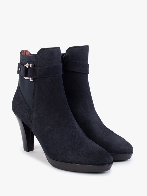 Joyfully Blue Suede Heeled Ankle Boots