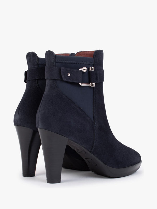Joyfully Blue Suede Heeled Ankle Boots
