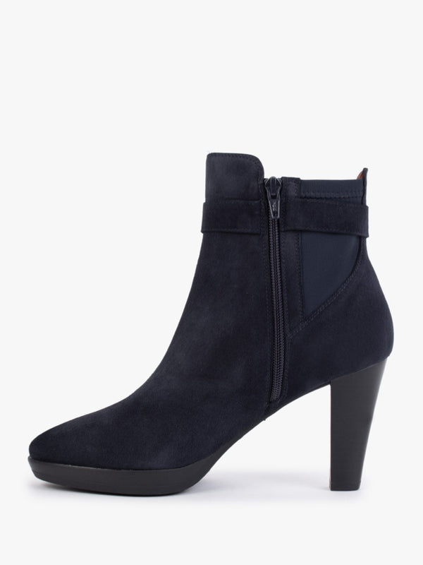 Joyfully Blue Suede Heeled Ankle Boots