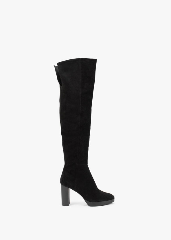 Lorplat Black Suede Over The Knee Boots