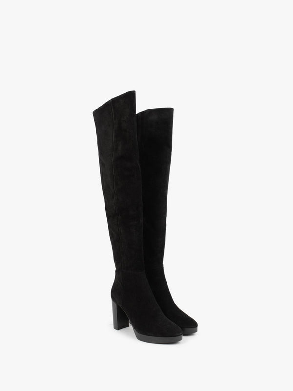 Lorplat Black Suede Over The Knee Boots