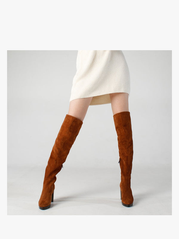 Lorplat Tan Suede Over The Knee Boots