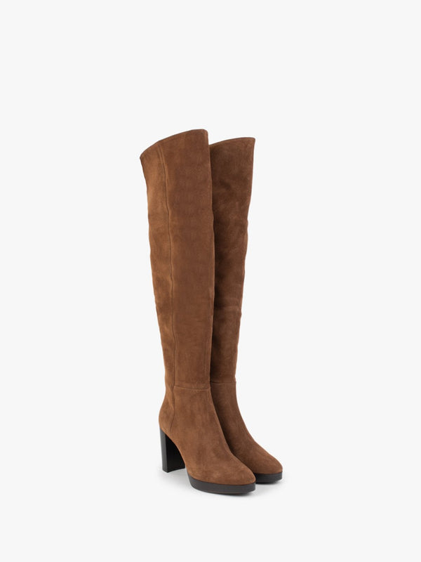 Lorplat Tan Suede Over The Knee Boots