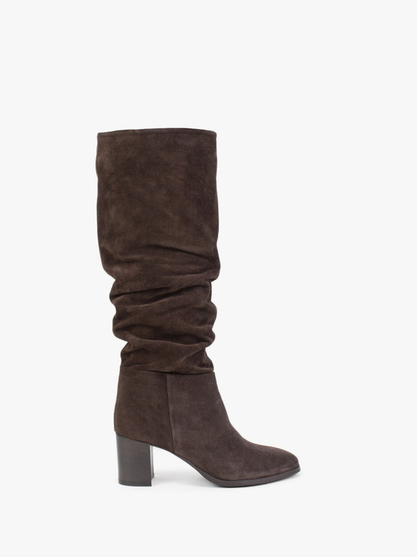 Lowlorna Brown Suede Block Heel Knee Boots