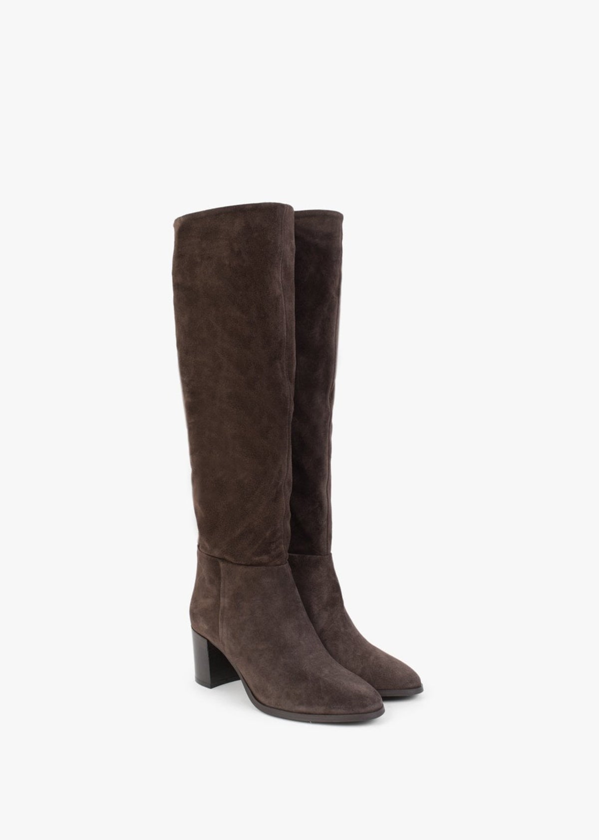 Lowlorna Brown Suede Block Heel Knee Boots