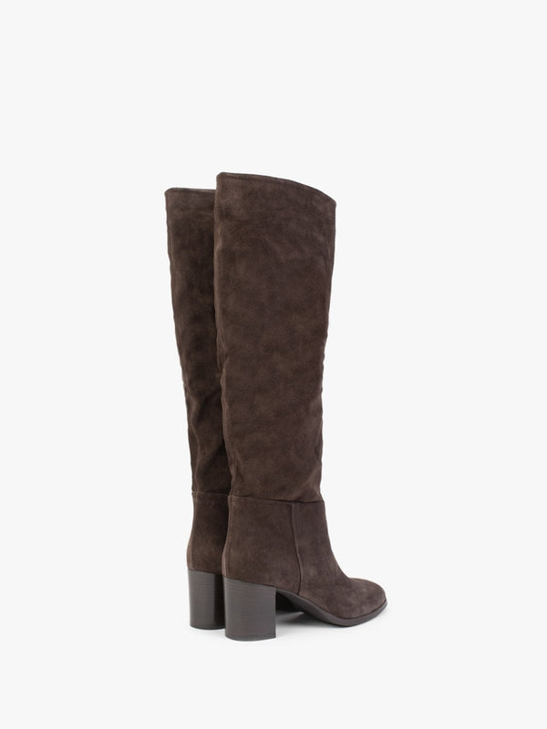 Lowlorna Brown Suede Block Heel Knee Boots
