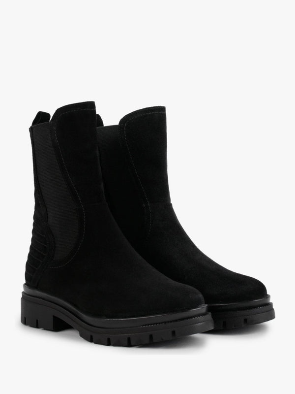 Sana Black Suede High Shaft Chelsea Boots