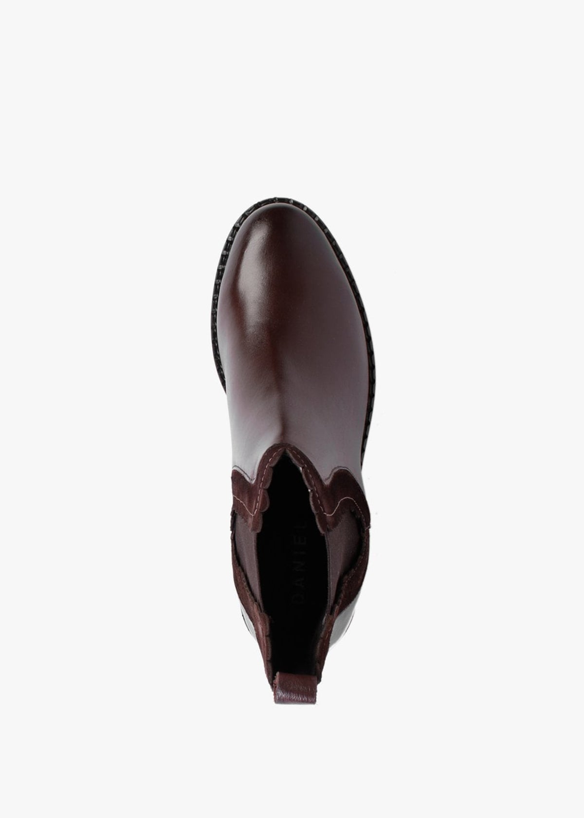 Saryel Brown Leather Scalloped Trim Chelsea Boots