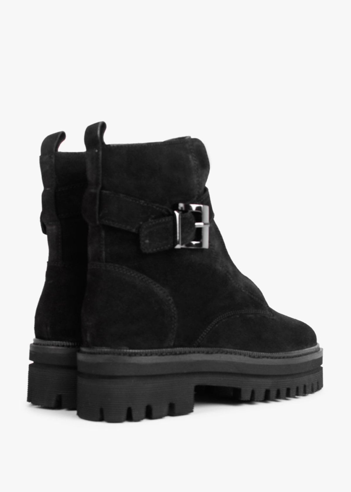 Serena Black Suede Military Ankle Boots