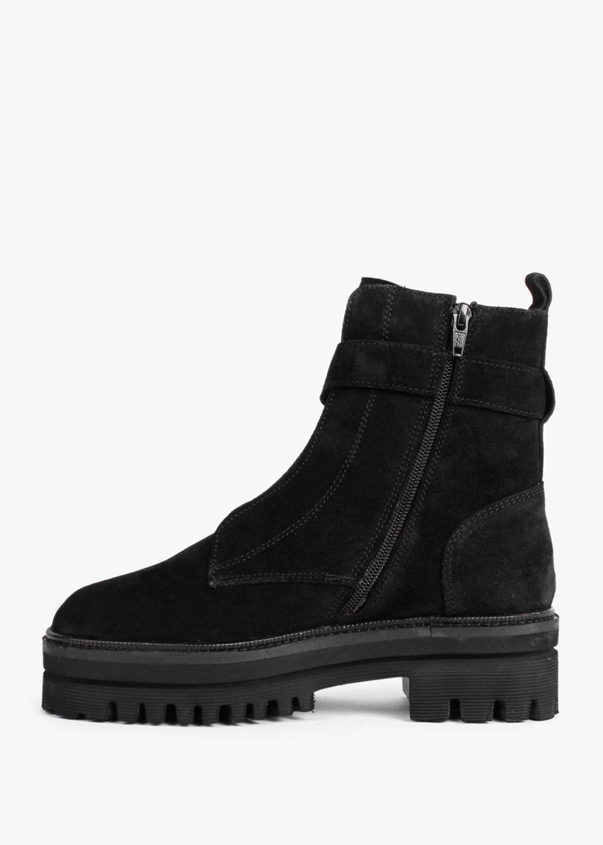 Serena Black Suede Military Ankle Boots