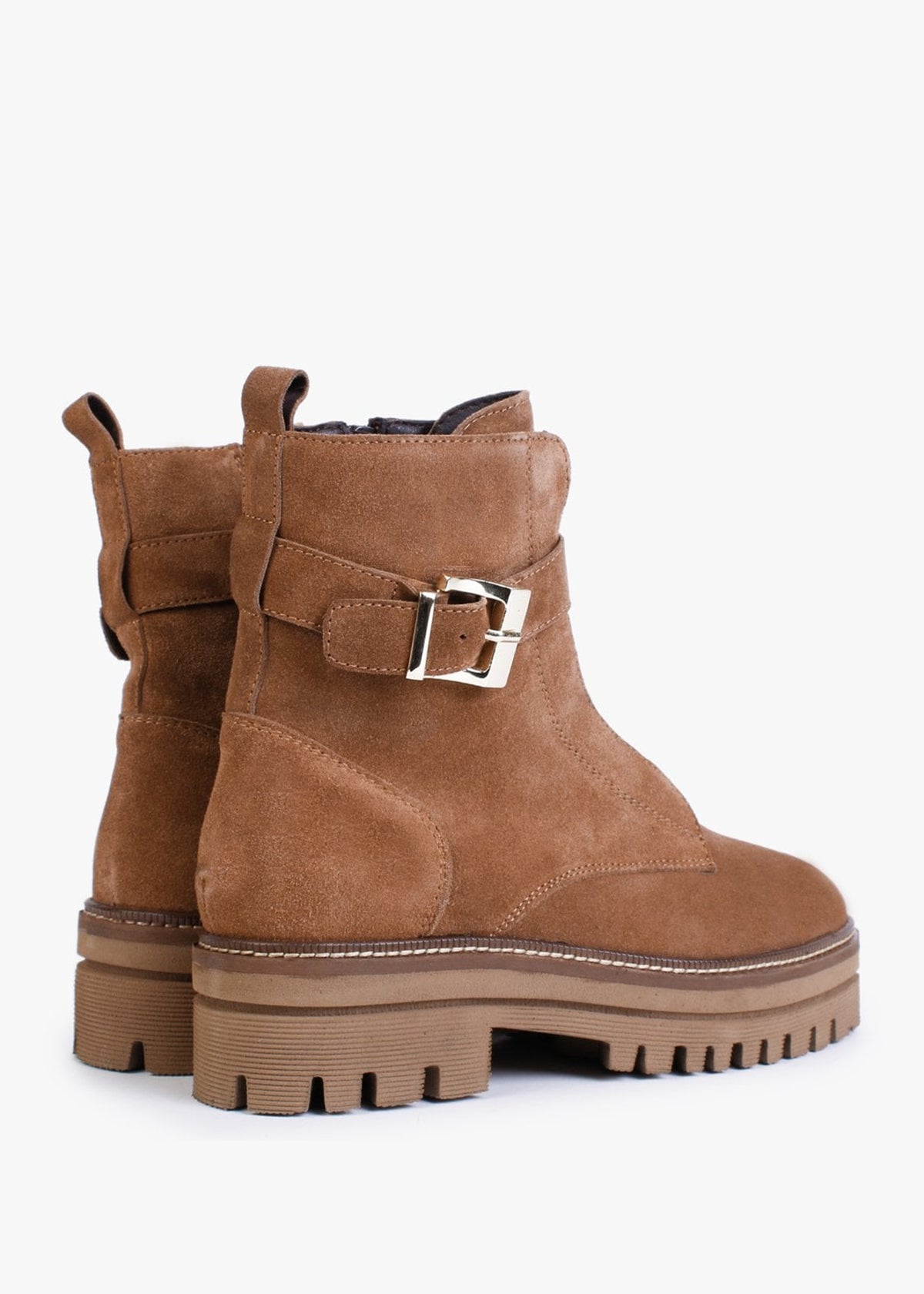 Serena Tan Suede Military Ankle Boots