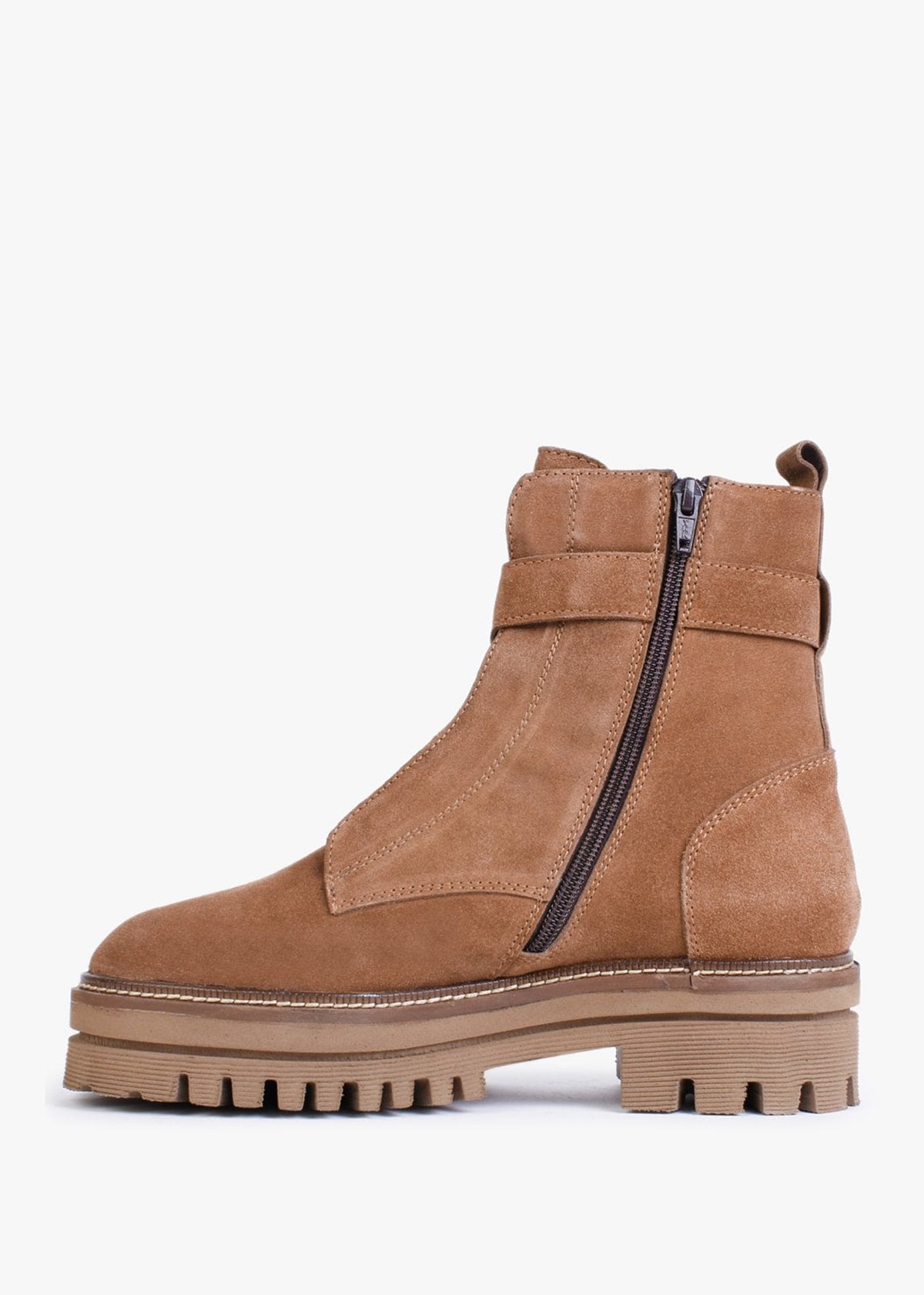 Serena Tan Suede Military Ankle Boots