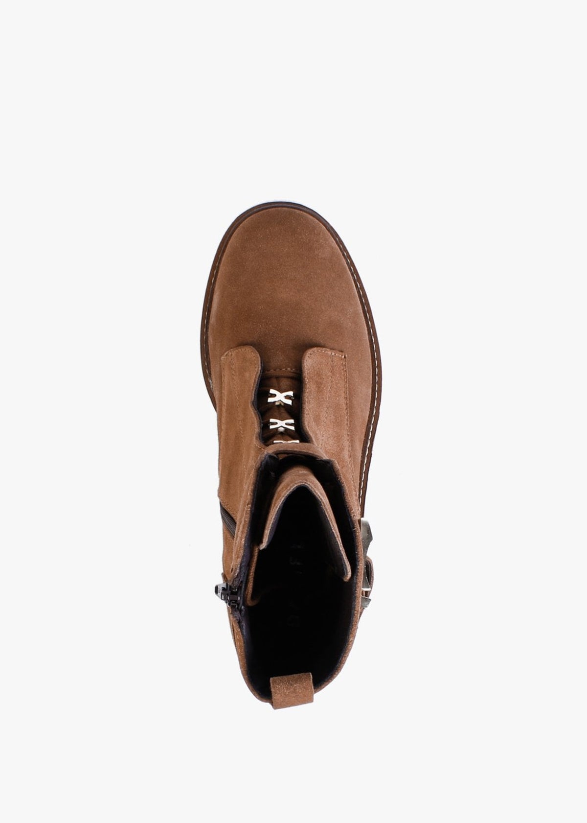 Serena Tan Suede Military Ankle Boots