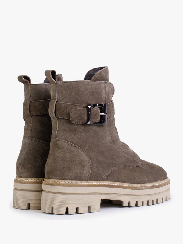 Serena Khaki Suede Military Ankle Boots