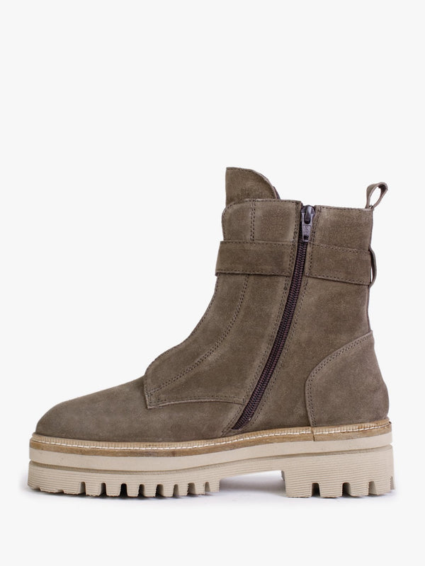 Serena Khaki Suede Military Ankle Boots