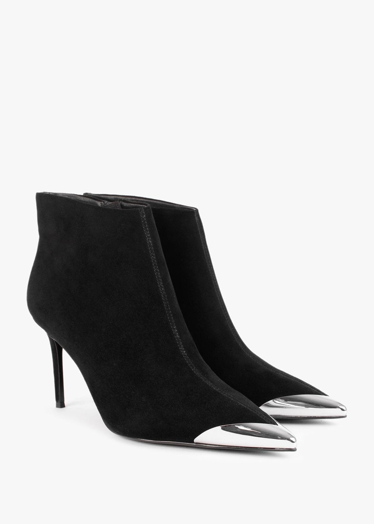 Setan Black Suede Toe Cap Heeled Ankle Boots