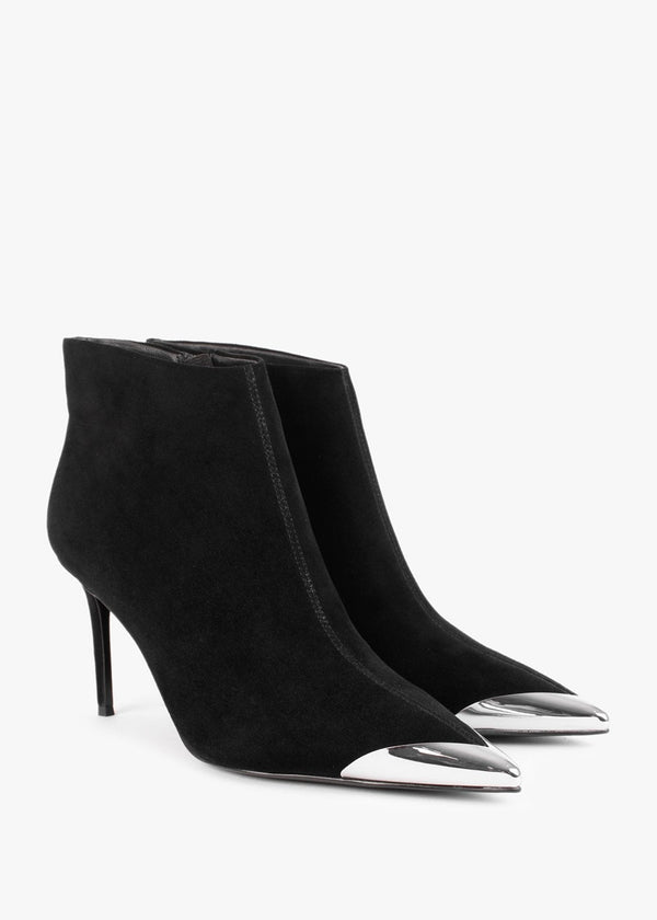 Setan Black Suede Toe Cap Heeled Ankle Boots