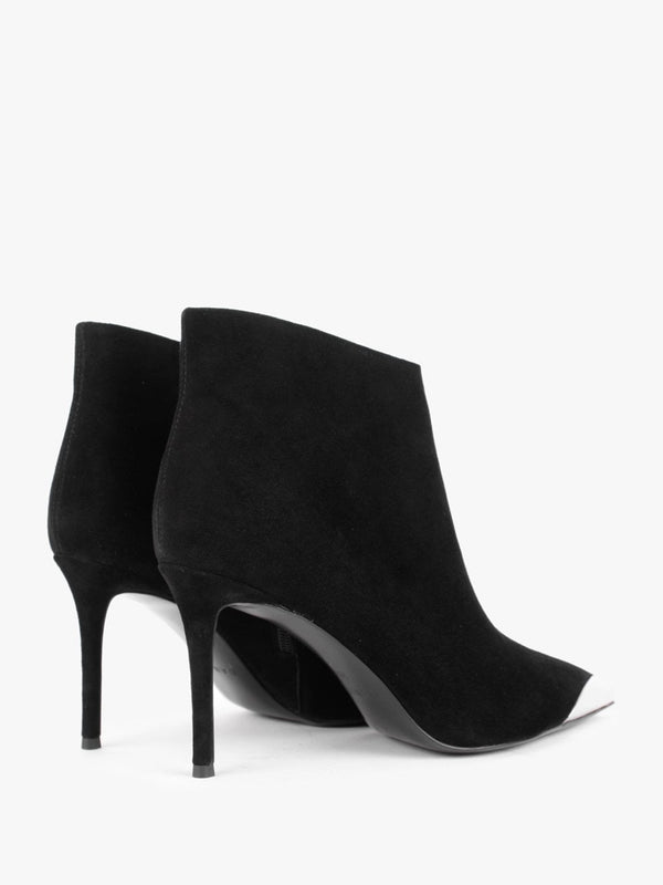 Setan Black Suede Toe Cap Heeled Ankle Boots