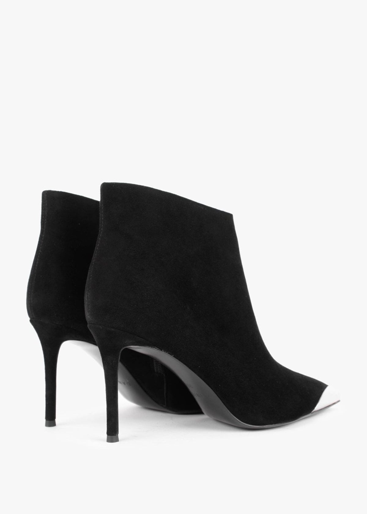 Setan Black Suede Toe Cap Heeled Ankle Boots