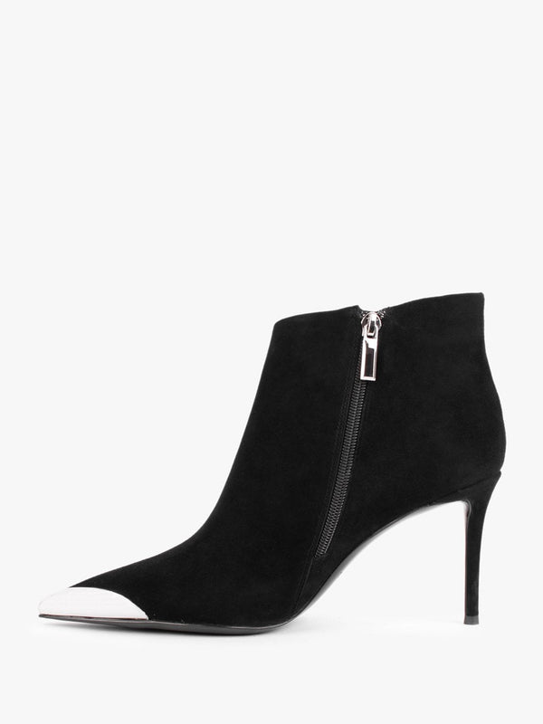 Setan Black Suede Toe Cap Heeled Ankle Boots