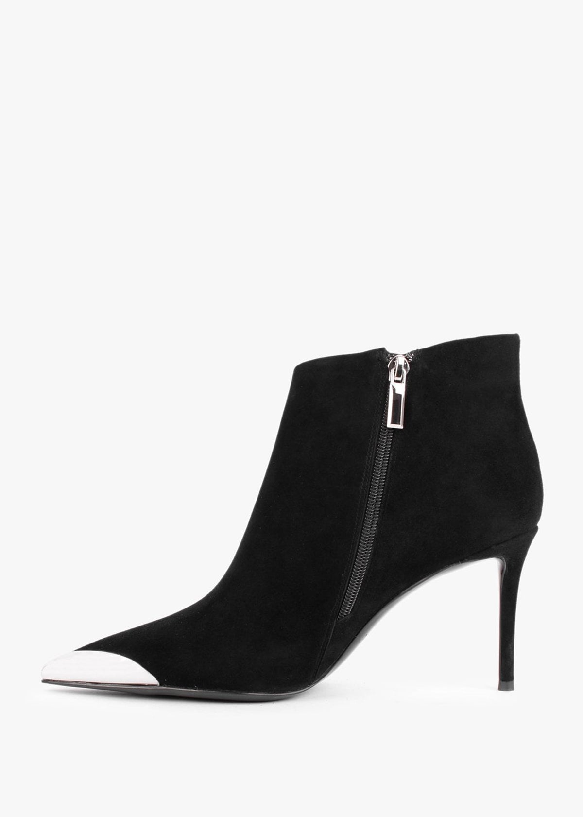 Setan Black Suede Toe Cap Heeled Ankle Boots