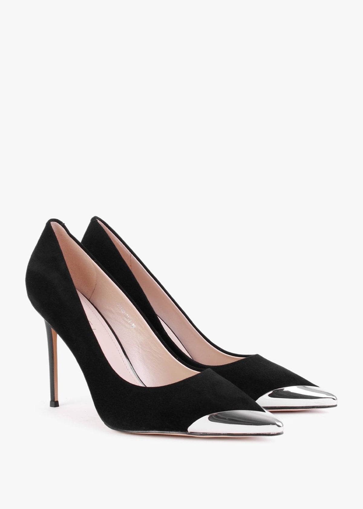 Setty Black Suede Toe Cap Court Shoes