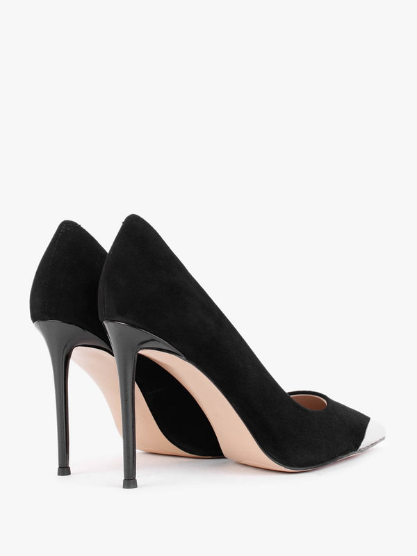 Setty Black Suede Toe Cap Court Shoes