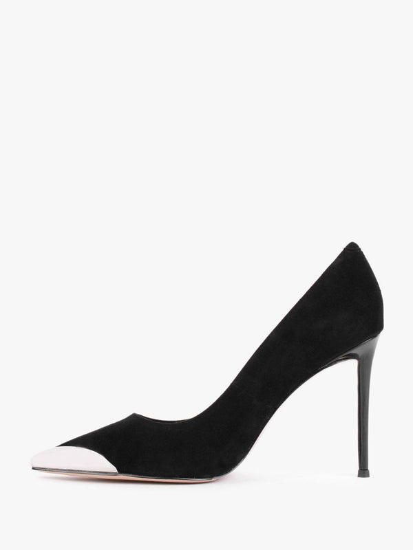 Setty Black Suede Toe Cap Court Shoes