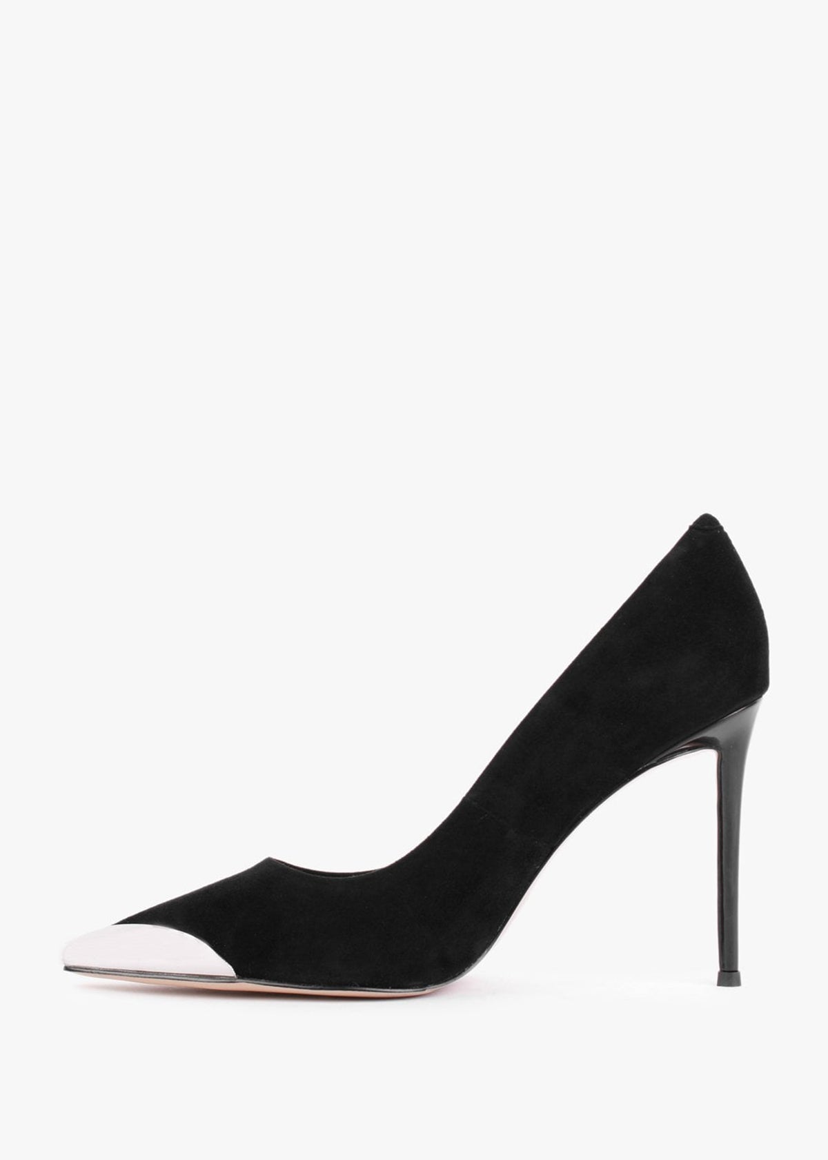 Setty Black Suede Toe Cap Court Shoes