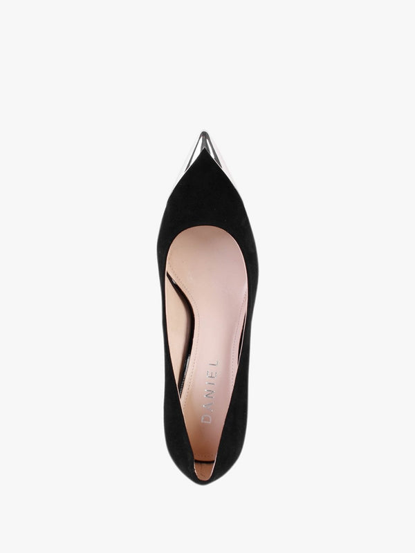Setty Black Suede Toe Cap Court Shoes