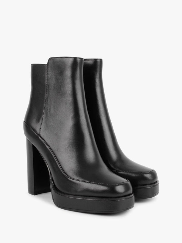 Sippy Black Leather Platform Ankle Boots