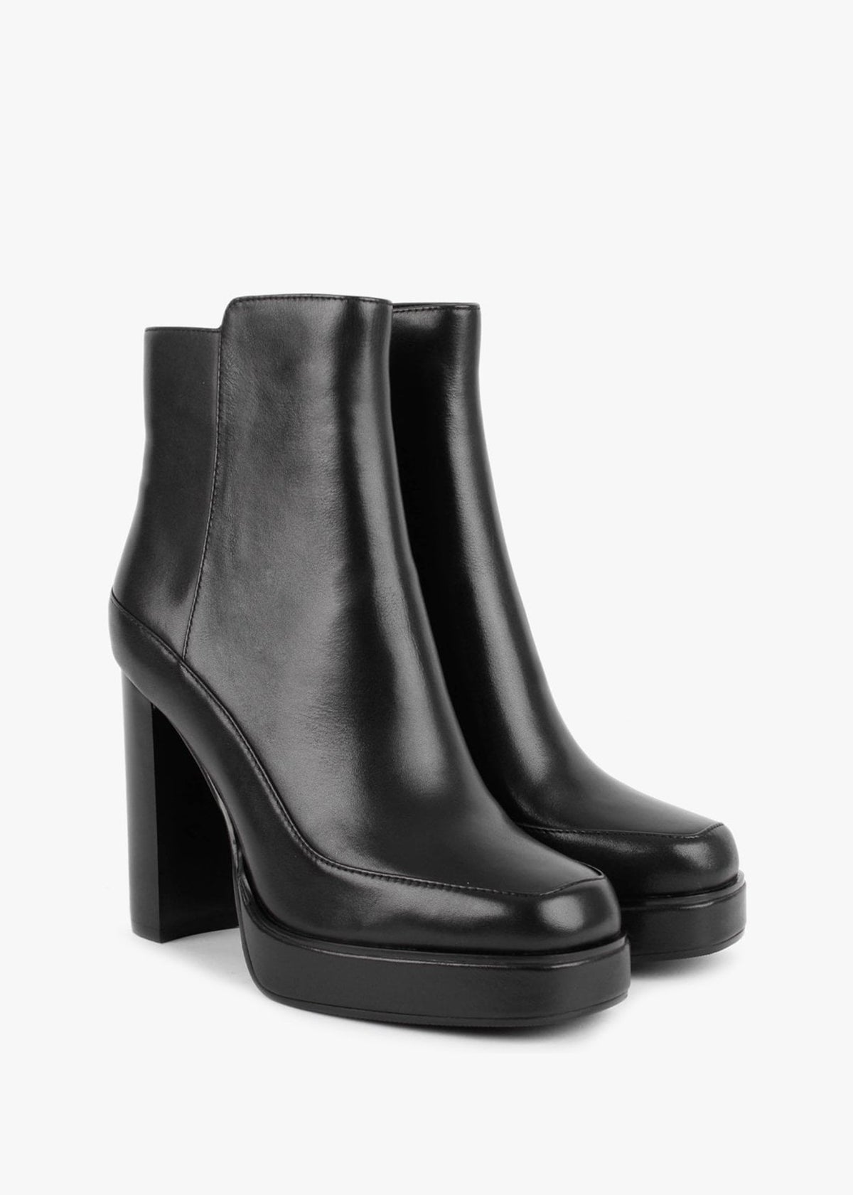 Sippy Black Leather Platform Ankle Boots